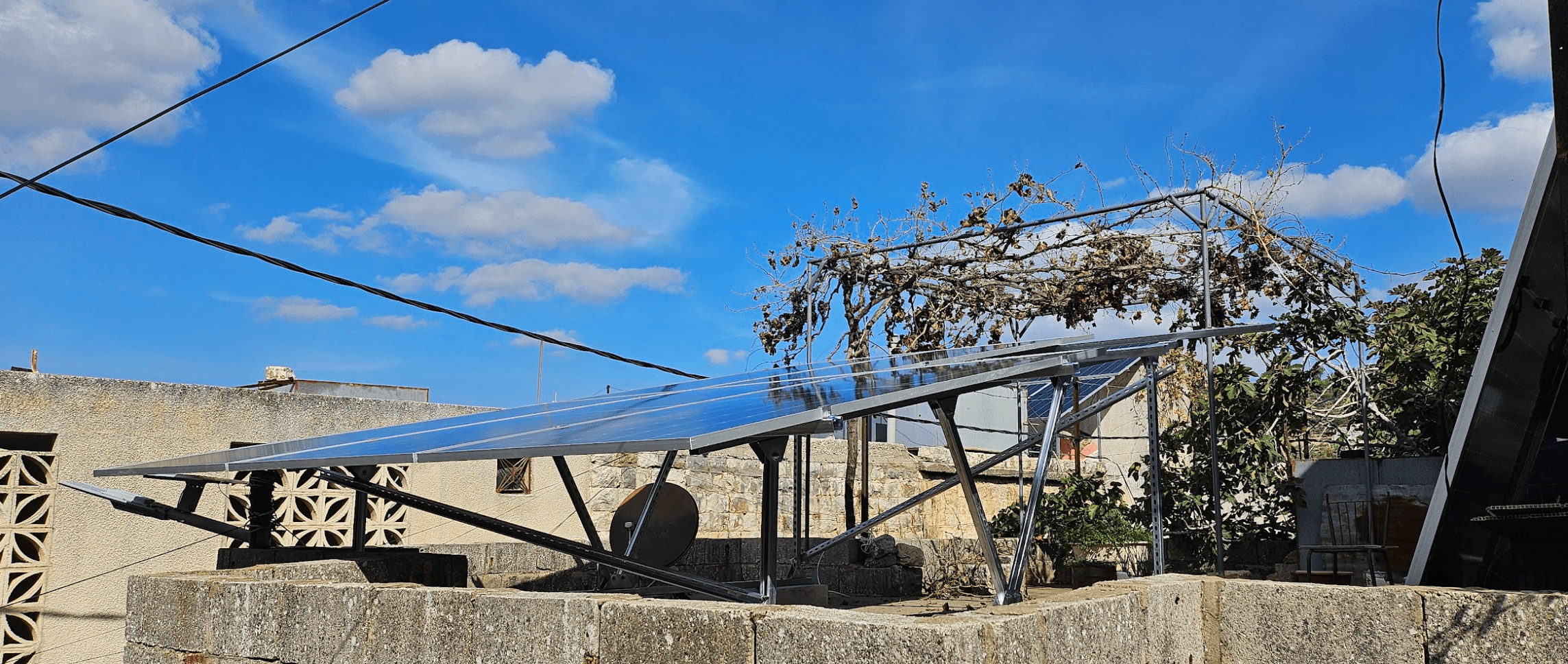 Solar panels in a rural setting